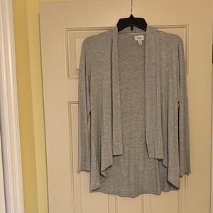 Jenni Light Gray Open-Front Draped Cardigan
